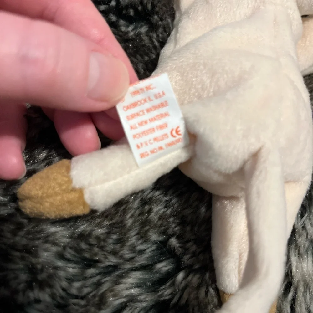 Ty Snip Cream and Brown Beanie Baby Cat Plush Toy